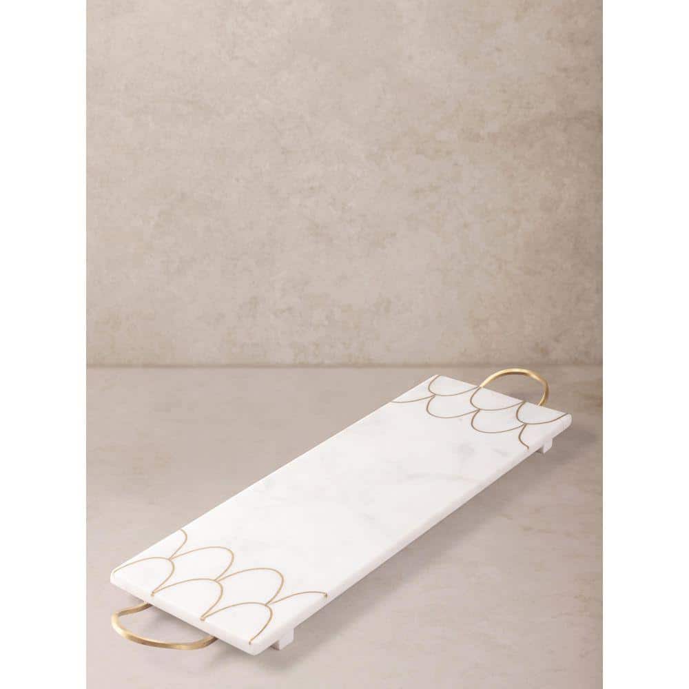 GAURI KOHLI San Miguel White Marble Tray-Large GK51198 - The Home