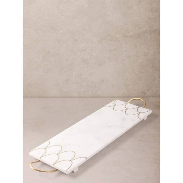 GAURI KOHLI San Miguel White Marble Tray-Large GK51198 - The Home