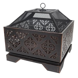 Vienna 26 in. W x 26 in. H Square Steel Wood Burning Rubbed Bronze Fire Pit