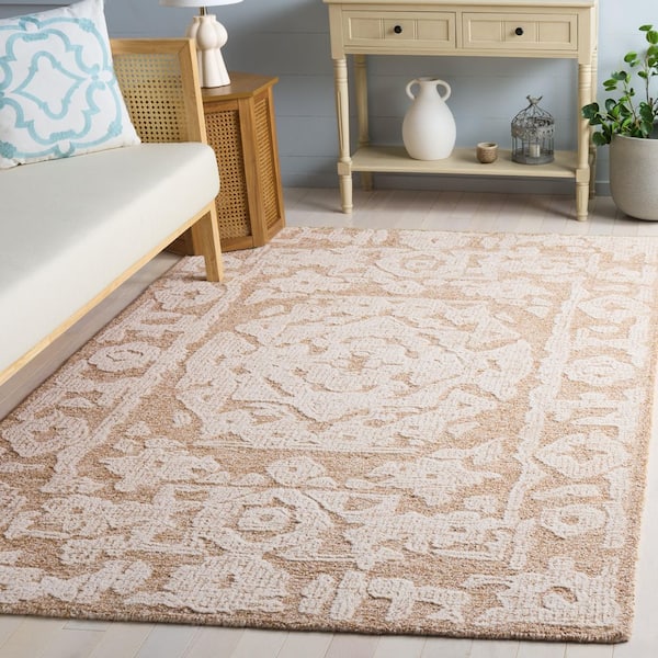 Ebony 4 ft. x 6 ft. Gold/Ivory Medallion Area Rug