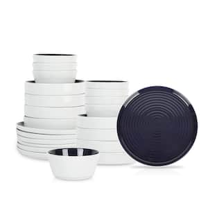 Elica 24-Piece Dinnerware Set Stoneware, Service for 8, Navy and White