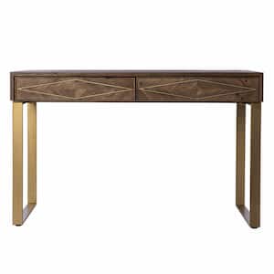 Amelia 48 in. Rectangular Natural Wood 2-Drawer Desk with Drawers