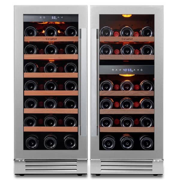 Ca'Lefort 30 in. Triple Zone Cellar Cooling Unit 61-Bottles Built- in Wine Cooler Side-by-Side Refrigerators Frost Free in Black