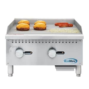 Commercial 24 in. Natural Gas 2-Burner Griddle with 60,000 BTU in Stainless-Steel