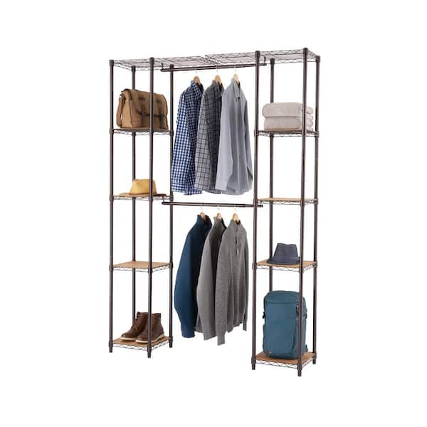 Trinity 14 in. D x 14 in. W x 1 in. H Bronze Steel Wire Closet Organizer Shelves with Bamboo Liners (2-Pack)