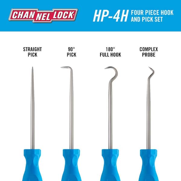 Channellock 4-Piece Precision Hook and Pick Set with Screwdriver