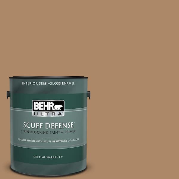 BEHR ULTRA 1 gal. #BIC-44 Chamois Leather Extra Durable Semi-Gloss Enamel Interior Paint & Primer