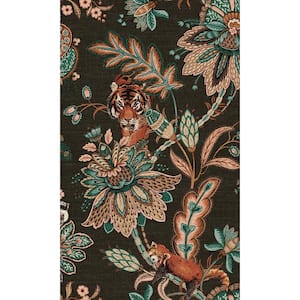 Black Jungle Foliage Tropical Non-Woven Paper Non-Pasted the Wall Double Roll Wallpaper