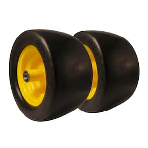 11x6.00-5 Flat Free Tire with 3/4 and 5/8 Bearings Zero Turn Mower, 5.9" - 8.46" Center Hub(Set of 2)