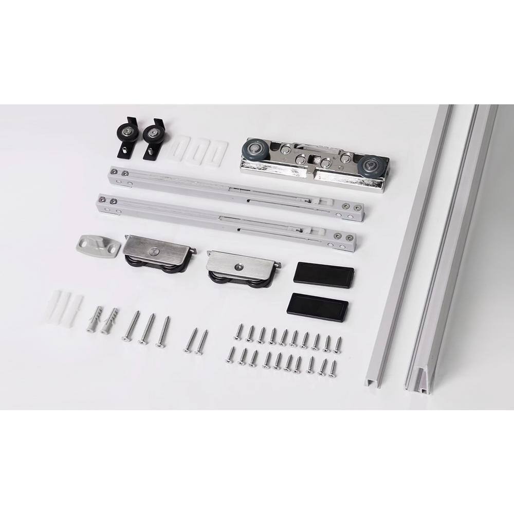 Gray Oak 24" Frosted Glass Solid Core Sliding Barn Door Kit