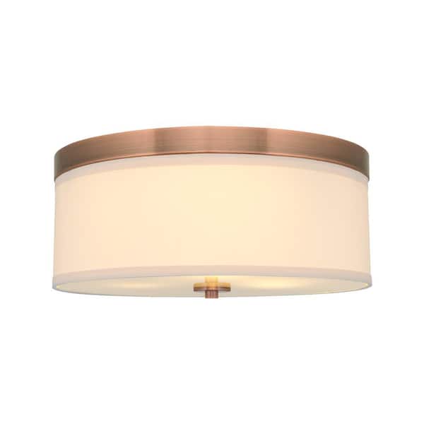 Kira Home Walker 15 in. 40-Watt 3-Light Bronze Contemporary Flush Mount with Cream Shade