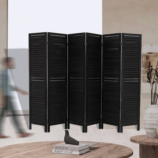 67 in. Wood 6 Panel Portable Room Divider Panels Freestanding Folding Room Privacy Screen