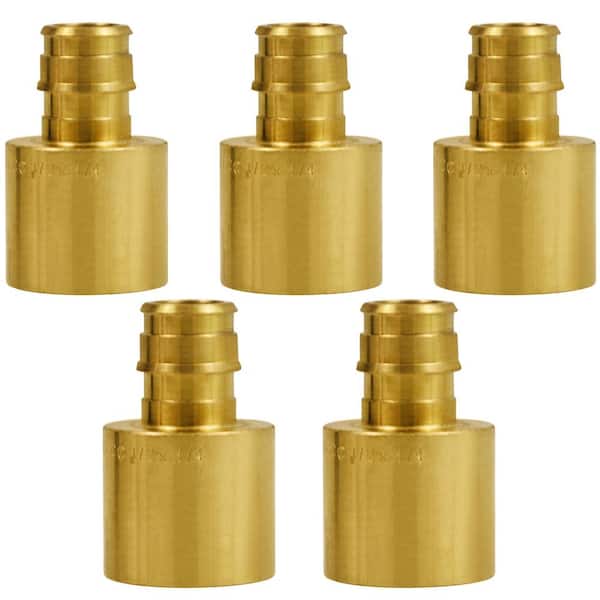 PLUMBFLEX 1/2 in. x 3/4 in. 90° PEX A x Female Sweat Expansion Pex Adapter, Lead Free Brass for Use in Pex A-Tubing (Pack of 5)