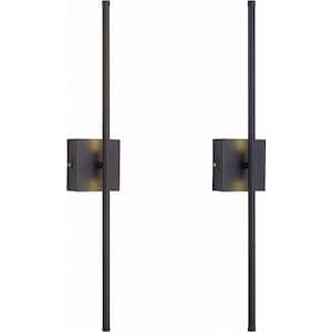 350° Rotate Black Dimmable Wireless Integrated LED Wall Sconce with Remote, Sconce Wall Decor for Living Room(2-Pack)