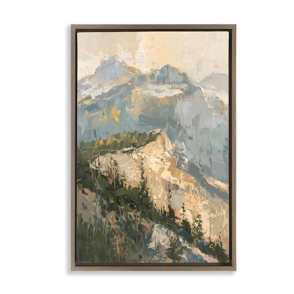 Stupell Industries Rugged Mountains View by Petal Prints Design Brown Floater Frame Nature Graphic Art Print 25 in. x 17 in.