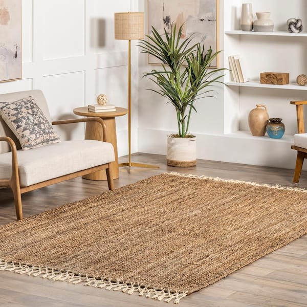 Raleigh Farmhouse Jute Tasseled Natural 6 ft. x 9 ft. Area Rug