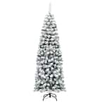 6 ft. White Unlit Light Type Flocked Classic Pencil Artificial Christmas Tree with 500 Tips