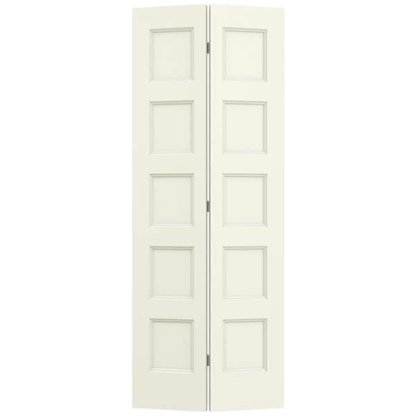JELD-WEN 30 in. x 80 in. Conmore French Vanilla Paint Smooth Hollow Core Molded Composite Interior Closet Bi-Fold Door