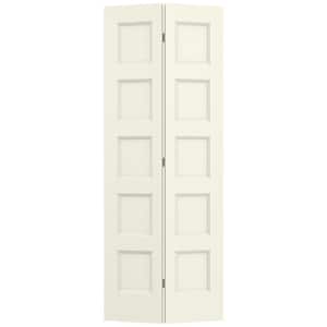 36 in. x 80 in. Conmore French Vanilla Paint Smooth Hollow Core Molded Composite Interior Closet Bi-Fold Door