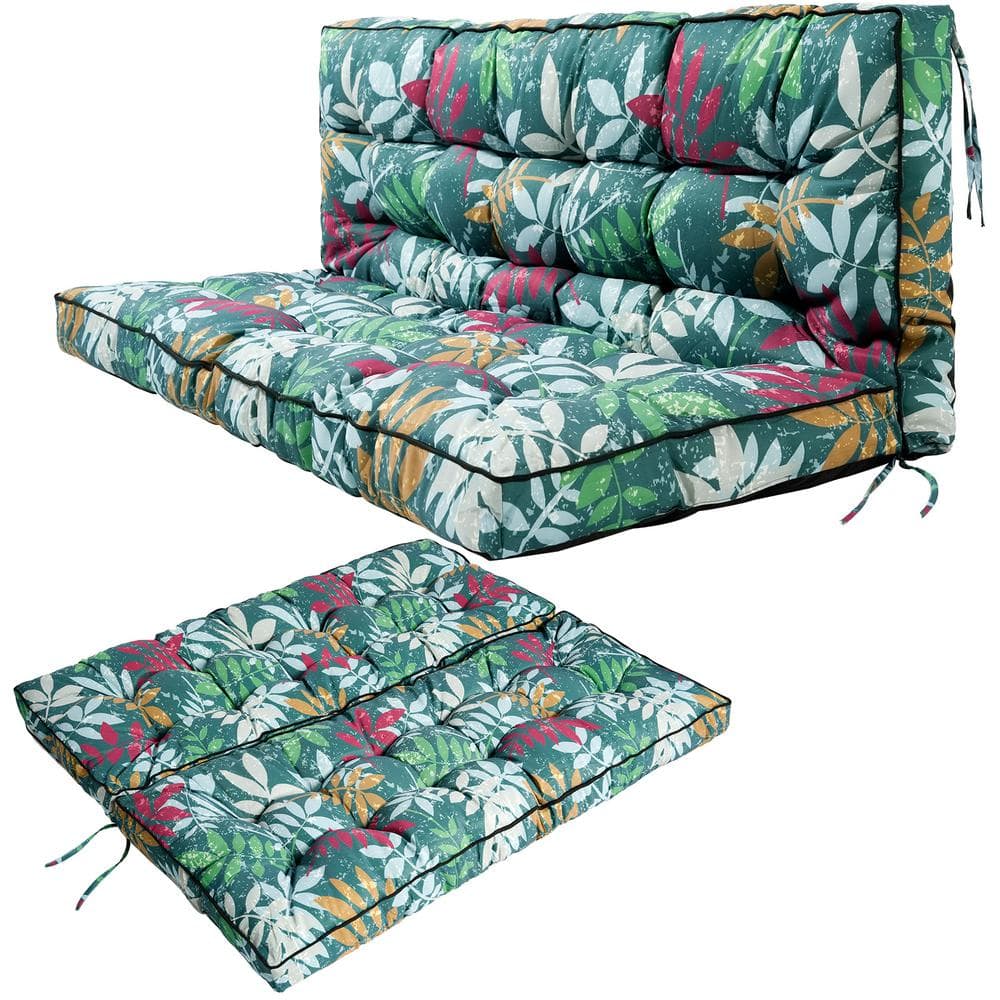 63 x 40 in. Outdoor Swing Cushions, Porch Swing Cushion Replacement with Backrest, Waterproof Swing Cushion Flower Color