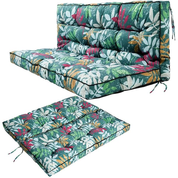 YLLN 63 x 40 in. Outdoor Swing Cushions, Porch Swing Cushion Replacement with Backrest, Waterproof Swing Cushion Flower Color