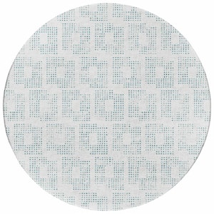 Eleanor Grey 8 ft. x 8 ft. Geometric Indoor/Outdoor Washable Area Rug