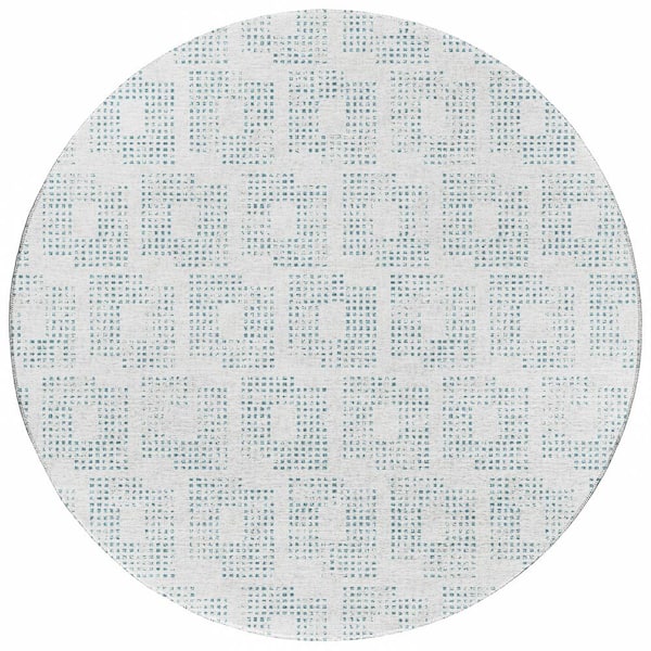 Addison Rugs Eleanor Grey 8 ft. x 8 ft. Geometric Indoor/Outdoor Washable Area Rug