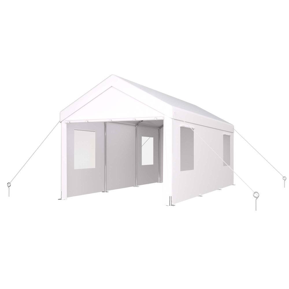 12 ft. x 20 ft. Portable Carport, Heavy Duty Garage Tent with 4 Ventilated Windows and 2 Roll-up Doors, White price history on PriceWatchPro