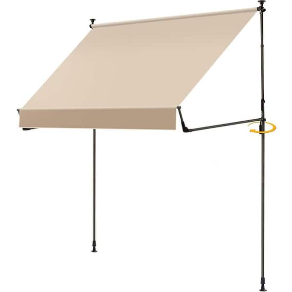 79x118in Foldable Manual Retractable Awning UV 50+ Protection Adjustable Height Outdoor Patio Awning