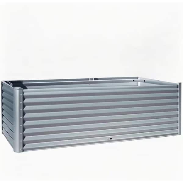 8 x 4 x 2 ft. Green Galvanized Metal Rectangle Outdoor Silver Raised Garden Bed
