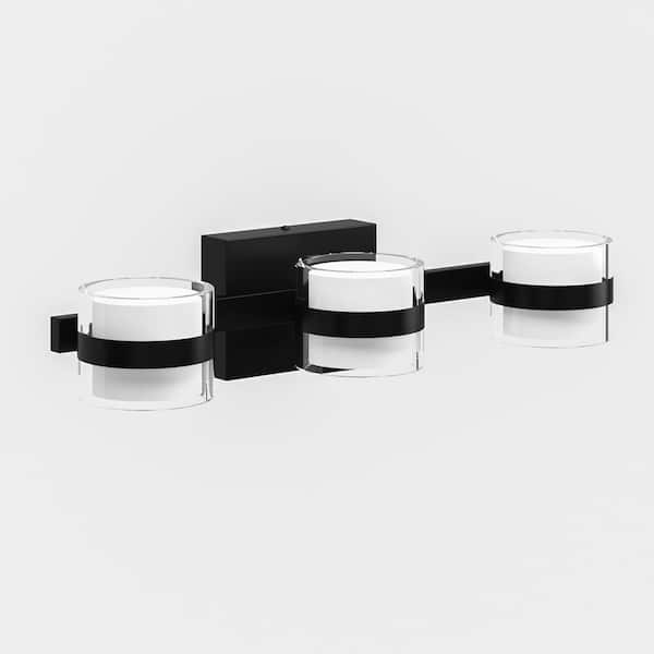 Maxax Austin 19.7 in. 3-light Modern Black Integrated LED Dimmable 3-CCT Vanity Light