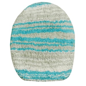 Gradiation Collection 100% Cotton Bath Rug, 18x18 Toilet Lid Cover, Turquoise