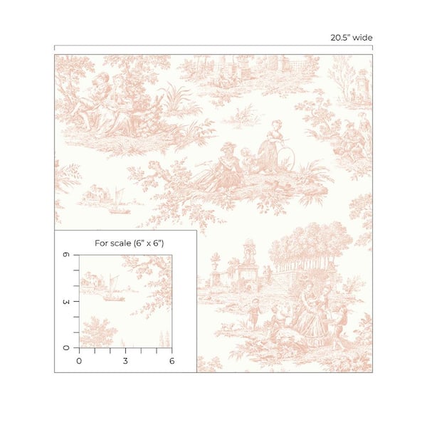 Pink toile pattern removable wallpaper