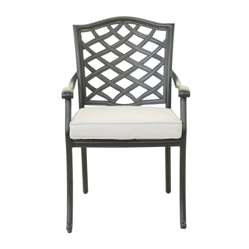 Stylish and Modern Design High-Quality Weather-Resistant Brown Aluminum Outdoor Dining Chair in White Cushion (2-Pack) price history on PriceWatchPro