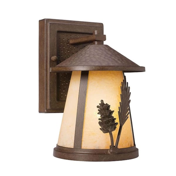 Home Decorators Collection Lodge 9 in. 1-Light Weathered SpruceOutdoor Wall Mount Lantern
