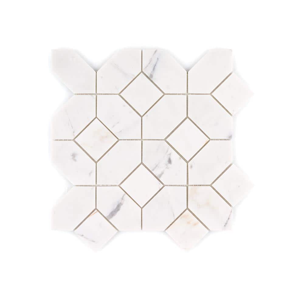 Whimsy Milky Veil White 9.25 in. x 9.25 in. Basketweave Honed Marble Wall and Floor Mosaic Tile (8.91 sq. ft./Case) price history on PriceWatchPro