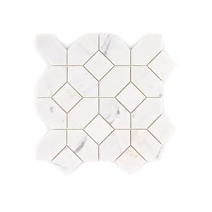 Whimsy Milky Veil White 9.25 in. x 9.25 in. Basketweave Honed Marble Wall and Floor Mosaic Tile (8.91 sq. ft./Case)
