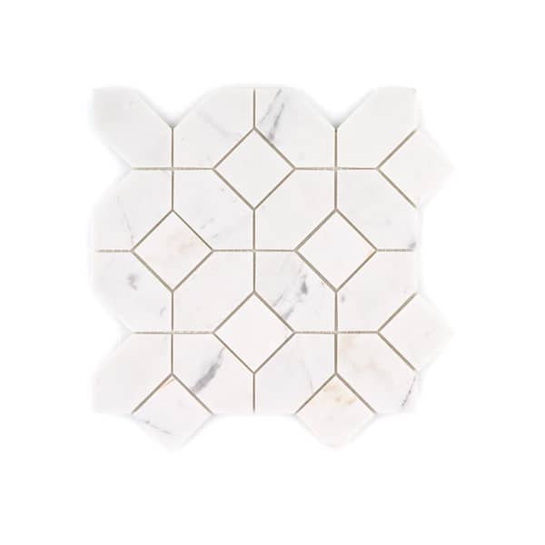 Whimsy Milky Veil White 9.25 in. x 9.25 in. Basketweave Honed Marble Wall and Floor Mosaic Tile (8.91 sq. ft./Case)