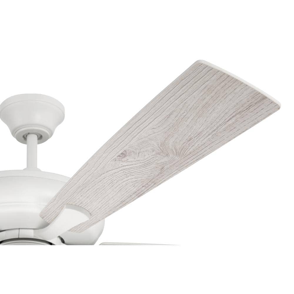 Eos 52-Inch White and Washed Oak Ceiling Fan with LED Lights