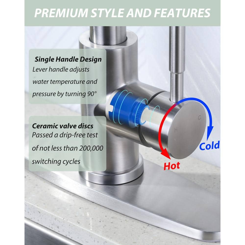 Brushed Nickel Single Handle Pull Down Kitchen Faucet with 3-Mode Spray
