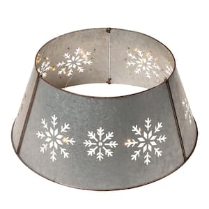 26 in. Dia Snowflake Diecut Metal Tree Collar with Light String(KD)