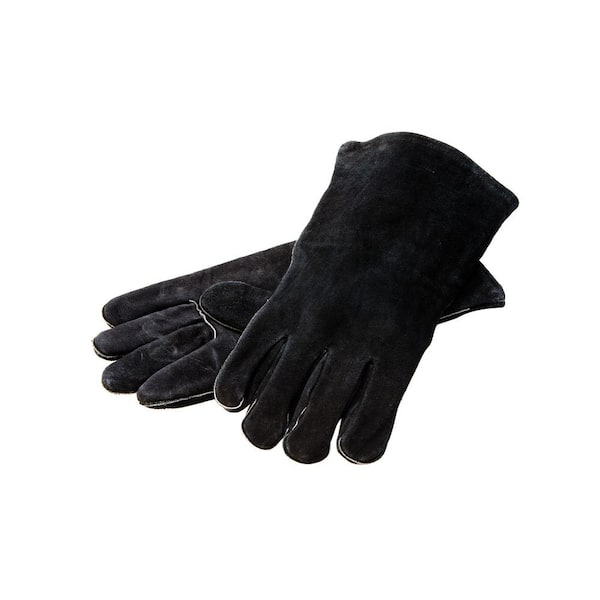 Lodge Black Leather Grilling Gloves for Outdoor Cooking