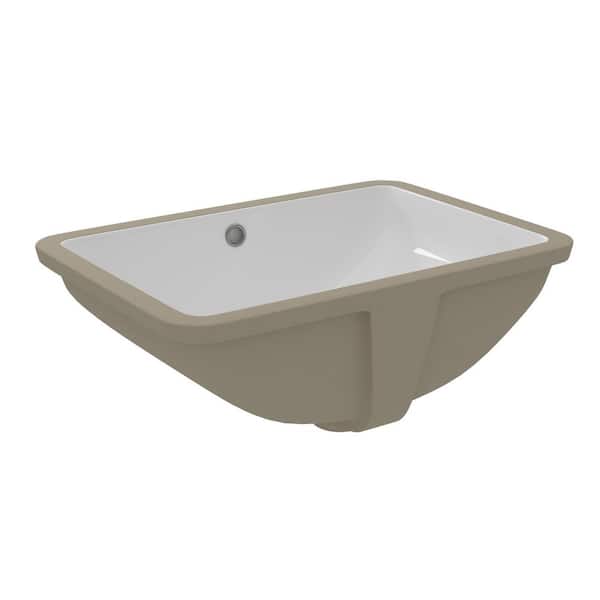 Zeafive 18 in. L Rectangular Bathroom Sink in White Ceramic