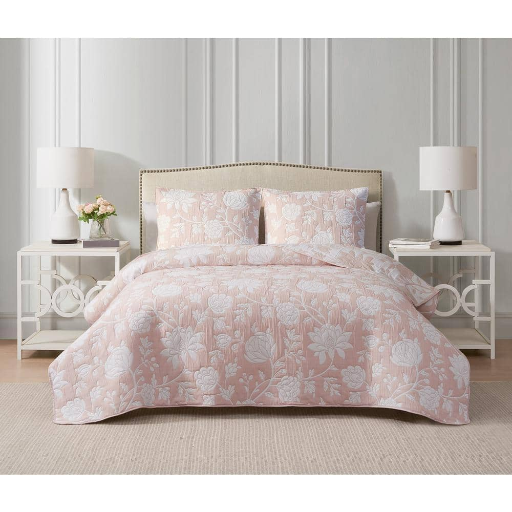 CEDAR COURT Rosewood Estate Pink 2-Piece Soft Woven Matelasse Jacquard ...