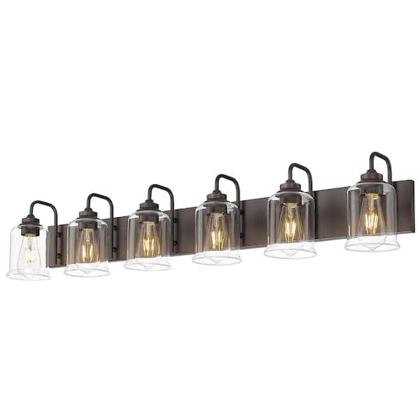 44.3 in. 6 Light Oil Rubbed Bronze Vanity Light with Clear Glass