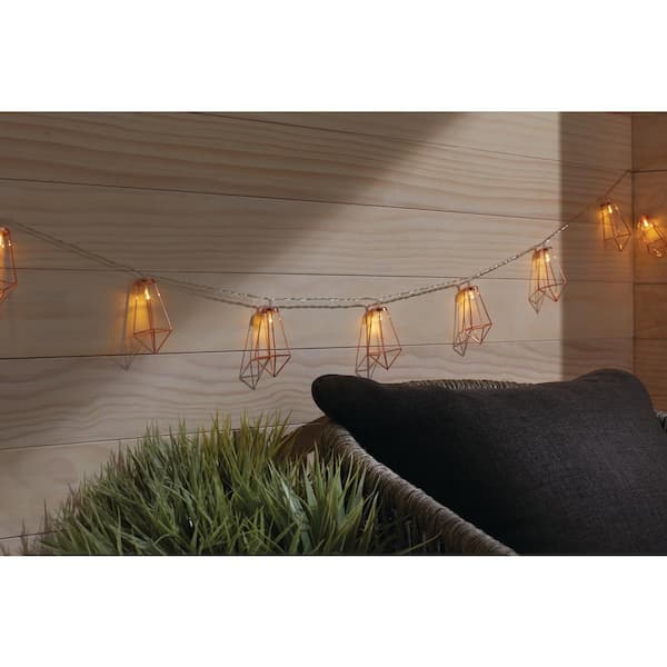Hampton Bay 12 ft. 10-Light Battery Operated Metal Indoor Integrated LED String Lights