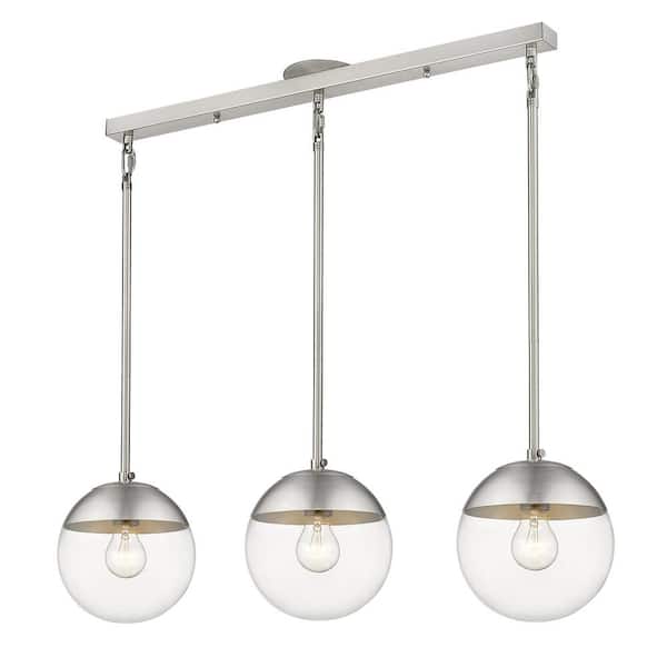 Golden Lighting Dixon Linear Pendant in Pewter with Clear Glass and Pewter Cap