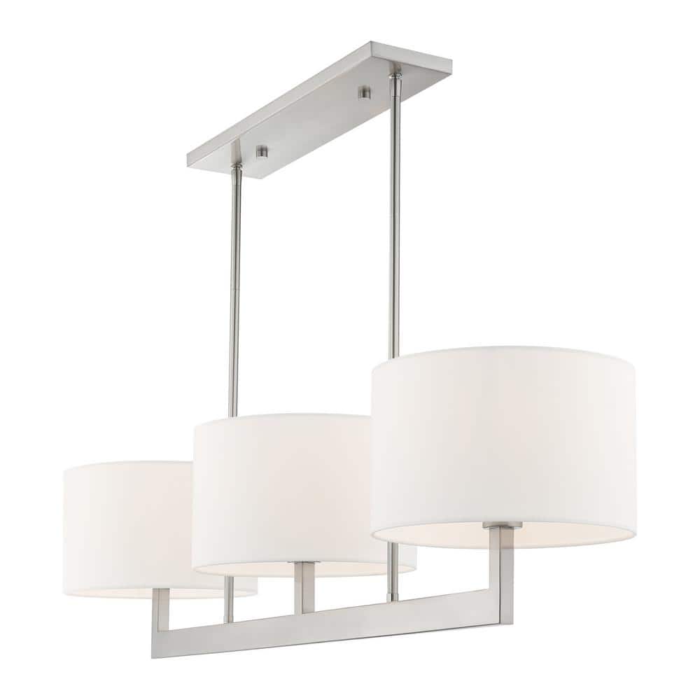 Hayworth Contemporary Brushed Nickel 3-Light Linear Chandelier