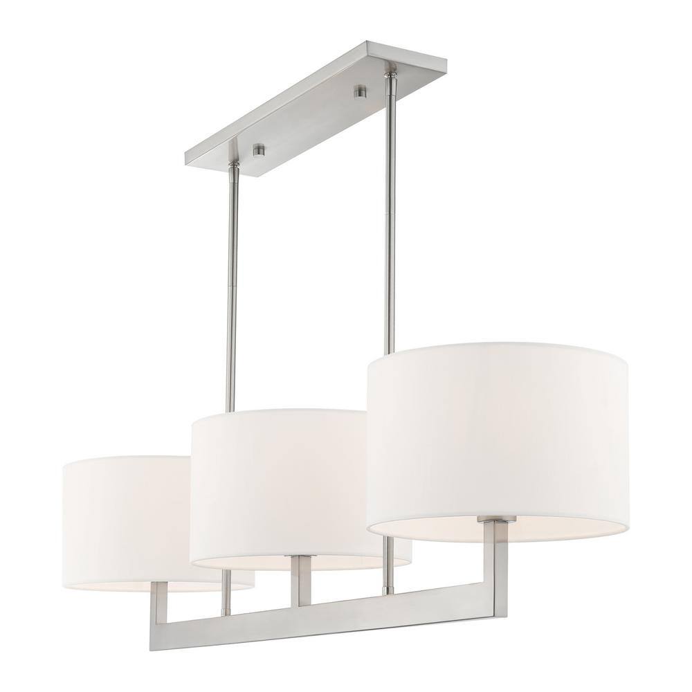 Hayworth Contemporary Brushed Nickel 3-Light Linear Chandelier