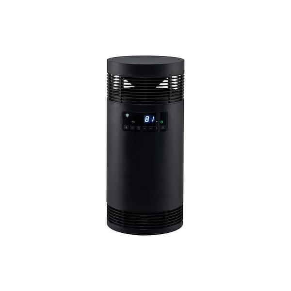 18.46 in. Portable Electric Ceramic Radiant Space Heater, Adjustable Thermostat, Foldable Handle, 1000W/1500W, Black